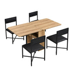 Extendable Dining Table Set for 4Modern Compact Dining Set w/Foldable Dining Table