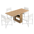 Extendable Dining Table Set for 4Modern Compact Dining Set w/Foldable Dining Table