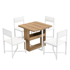 Extendable Dining Table Set for 4Modern Compact Dining Set w/Foldable Dining Table