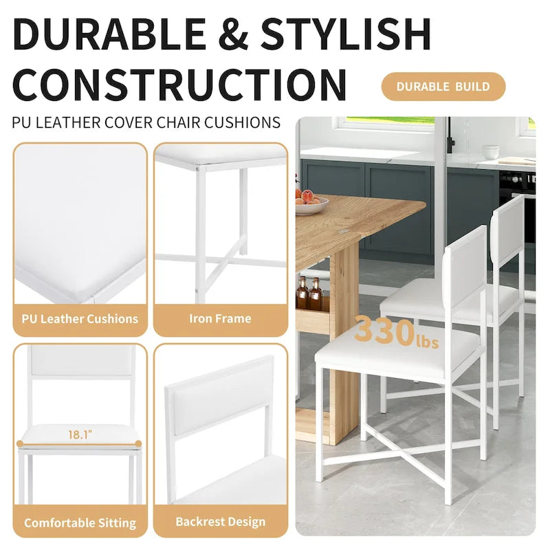 Extendable Dining Table Set for 4Modern Compact Dining Set w/Foldable Dining Table