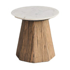 Round Marble Top Coffee Table - 19.5  - Brown and White