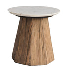 Round Marble Top Coffee Table - 19.5  - Brown and White