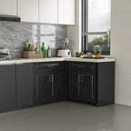 Efficient Corner Kitchen Cabinet L-Shape Kitchen Island: Ample Storage with Smooth - sliding Drawers,UV Countertop