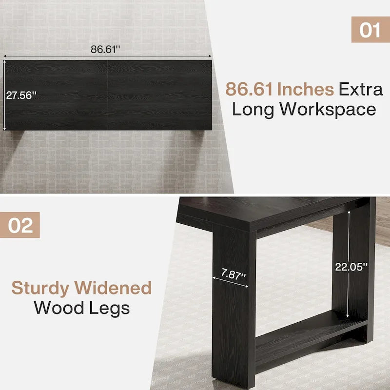 2 Person Desk, 86  Extra Long Desk, Double Computer Desk Workstation