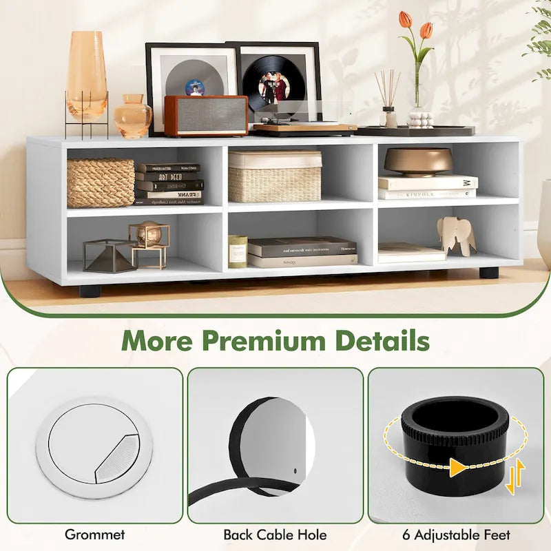 Gymax TV Cabinet for 50-Inch TV 42  TV Stand w/ 3 Adjustable Shelves