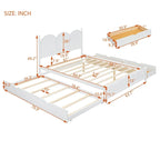 Queen Size Bed Frame with Twin XL Size Trundle and 2 Big Drawers, Wooden Platform Bed with Headboard and Slats Support