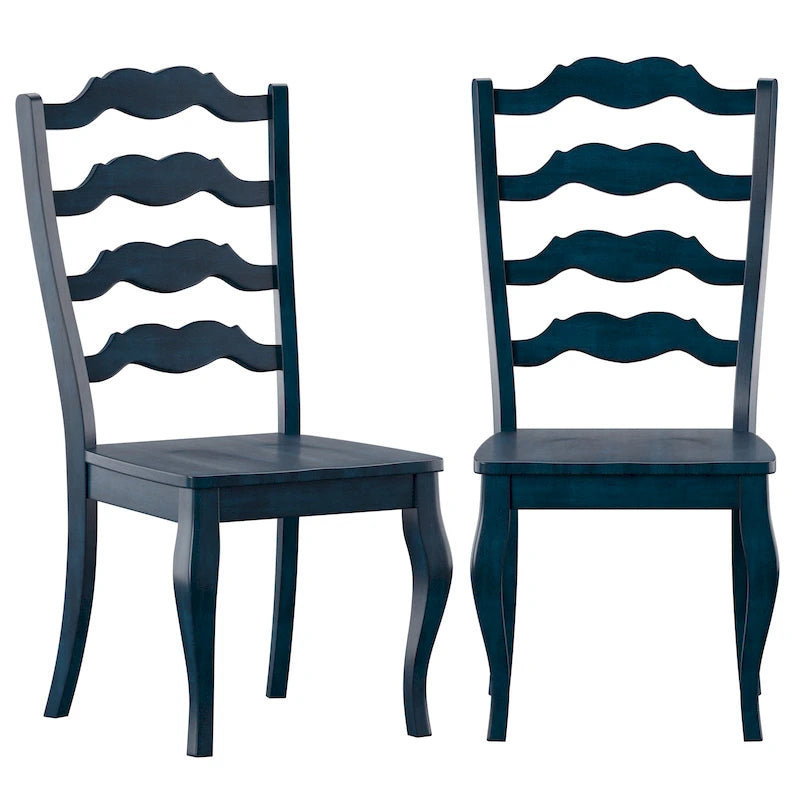 Ronda French Ladder Back Wood Dining Chairs (Set of 2)