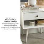 Middlebrook Mid-Century Solid Wood 1-Drawer, 1 Shelf Nightstand