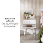 Middlebrook Mid-Century Solid Wood 1-Drawer, 1 Shelf Nightstand