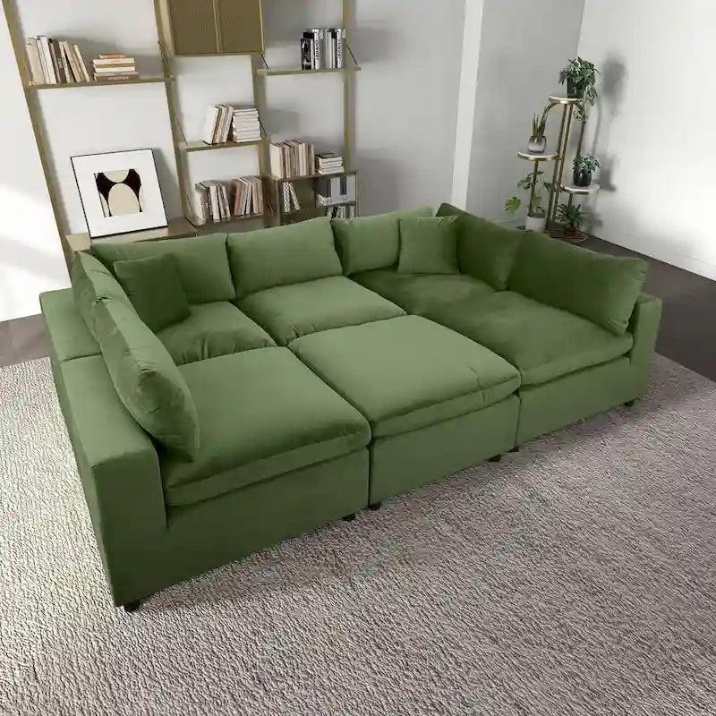 Yannie Mid-Century Modern Modular Sectional Velvet Sofa