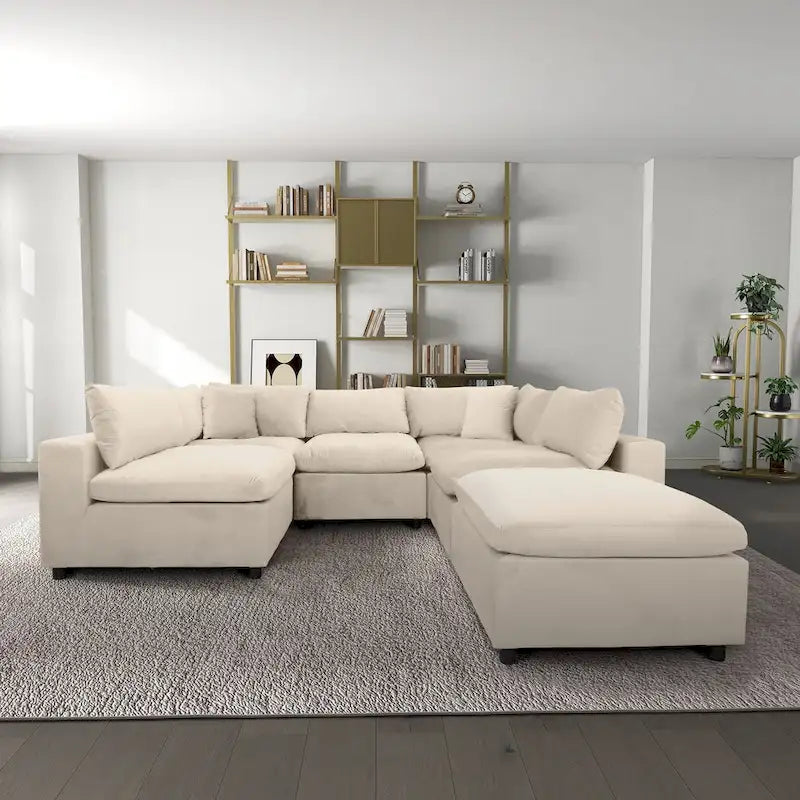 Yannie Mid-Century Modern Modular Sectional Velvet Sofa