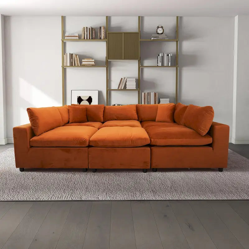 Yannie Mid-Century Modern Modular Sectional Velvet Sofa