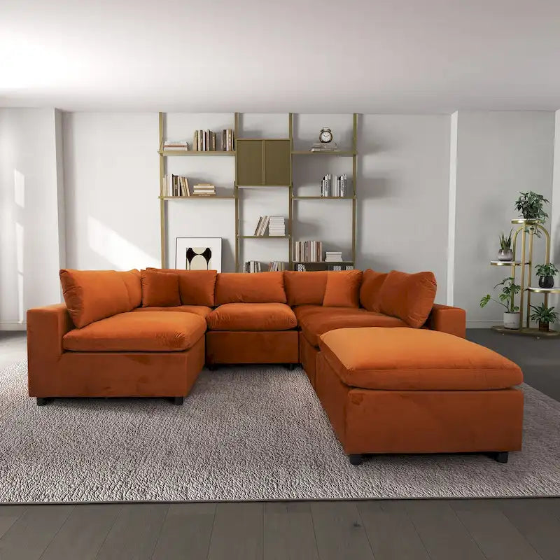 Yannie Mid-Century Modern Modular Sectional Velvet Sofa