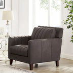 Hydeline Ennis Top Grain Leather Chair with Feather, Memory Foam and Springs