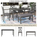 Nestfair 6-Piece Dining Table Set with 4 Fabric Chairs and Bench