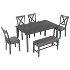 Nestfair 6-Piece Dining Table Set with 4 Fabric Chairs and Bench
