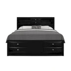 Solid Wood Full Black Eight Drawers Bed