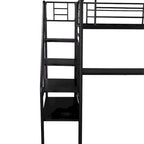 Twin Black Metal Loft Bed Frame with Desk, No Box Spring Needed