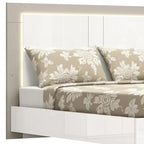 HomeRoots King White High Gloss Bed Frame with LED Headboard