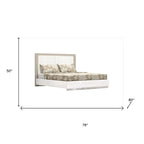 HomeRoots King White High Gloss Bed Frame with LED Headboard