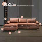 OVIOS Mid-Century Suede Reversible Chaise Sofa With Metal Legs