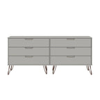 Manhattan Comfort Rockefeller 6-Drawer Double Low Dresser with Metal Legs