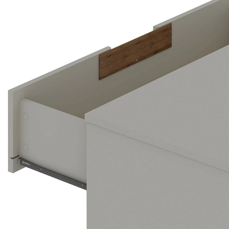 Manhattan Comfort Rockefeller 6-Drawer Double Low Dresser with Metal Legs