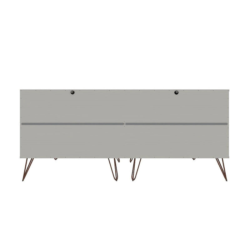 Manhattan Comfort Rockefeller 6-Drawer Double Low Dresser with Metal Legs