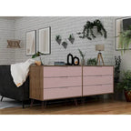 Manhattan Comfort Rockefeller 6-Drawer Double Low Dresser with Metal Legs