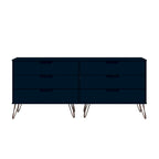 Manhattan Comfort Rockefeller 6-Drawer Double Low Dresser with Metal Legs