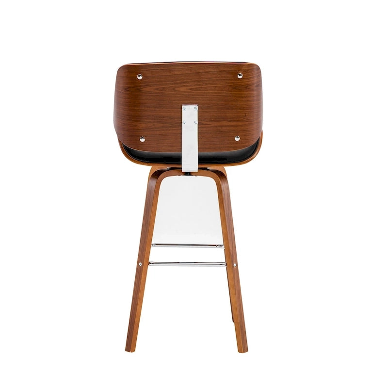 Porthos Home Ori Swivel Counter Stool, PU Leather, Wooden Legs with Footrest