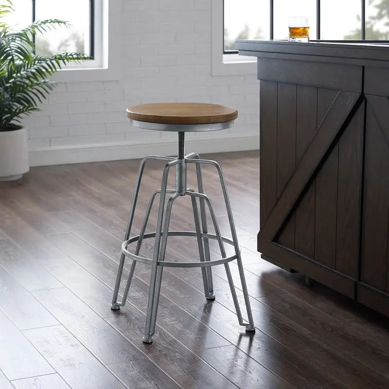 Aimes Wood and Metal 25-29 Inch Adjustable Stool