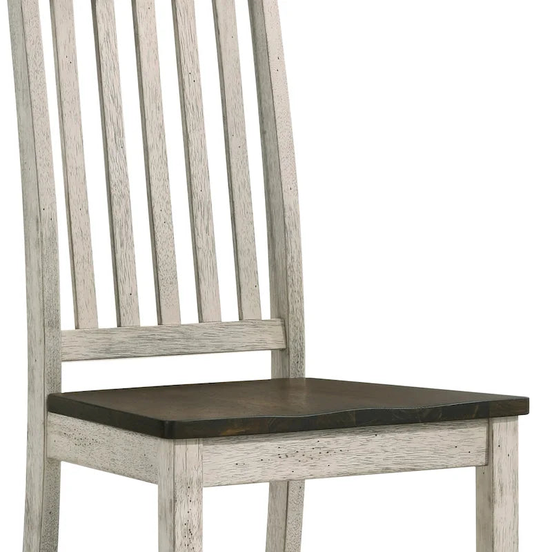 Derry Farmhouse Antique White Wood Slatted Backs Dining Chairs by Furniture of America (Set of 2)