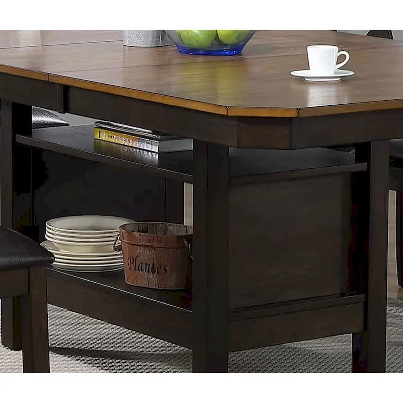 7 - Piece Solid Wood Dining Set With Storage Veneer Top