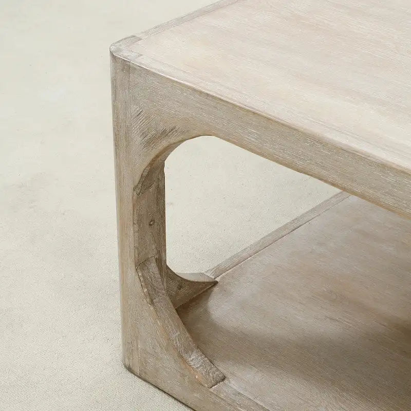 Artissance Reclaimed Wood Peking Ming Coffee Table, Large, 67 Inch Long, Weathered White Wash
