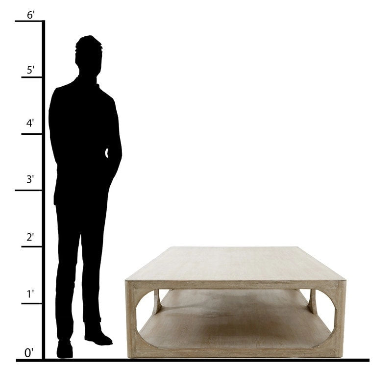 Artissance Reclaimed Wood Peking Ming Coffee Table, Large, 67 Inch Long, Weathered White Wash