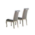Dining Chairs With Button Tufted Back, Antique Silver(Set of 2)