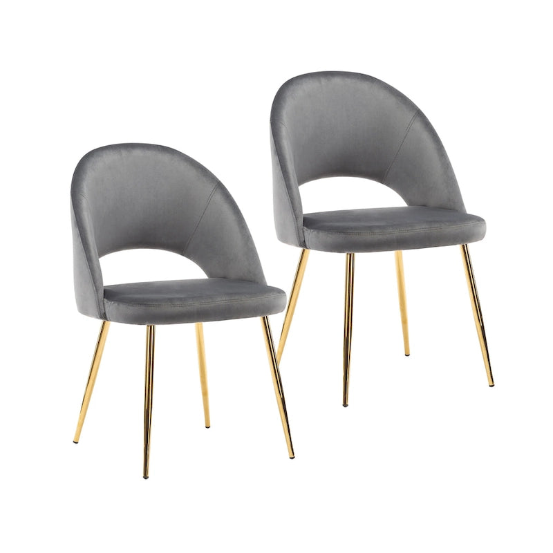 Porthos Home Batia Velvet Dining Chairs w/ Goldtone Metal Legs (Set of 2)