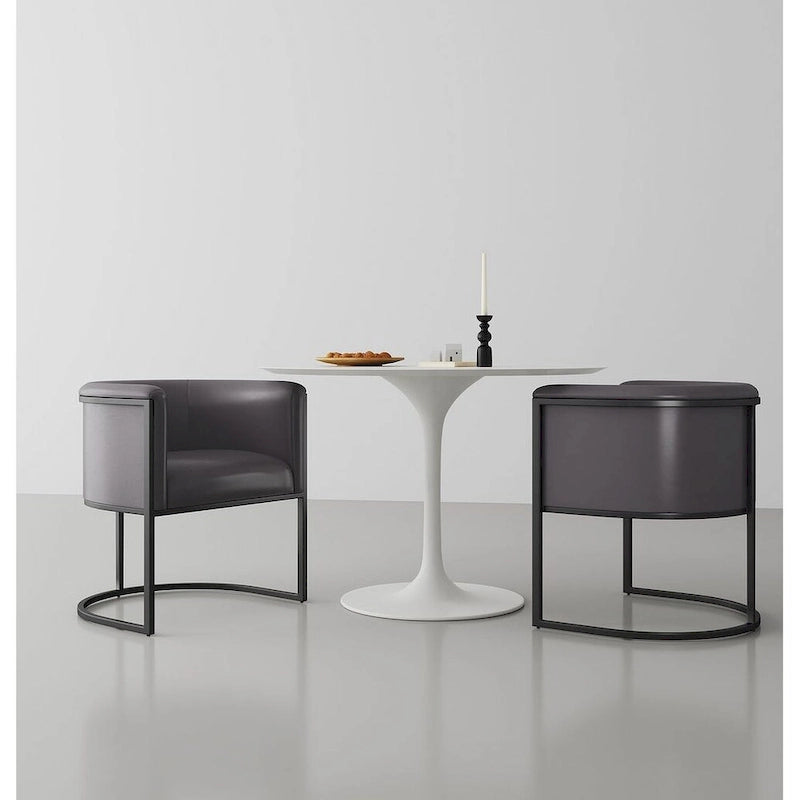 Bali Saddle and Black Faux Leather Dining Chair (Set of 2)