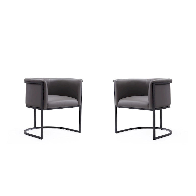 Bali Saddle and Black Faux Leather Dining Chair (Set of 2)