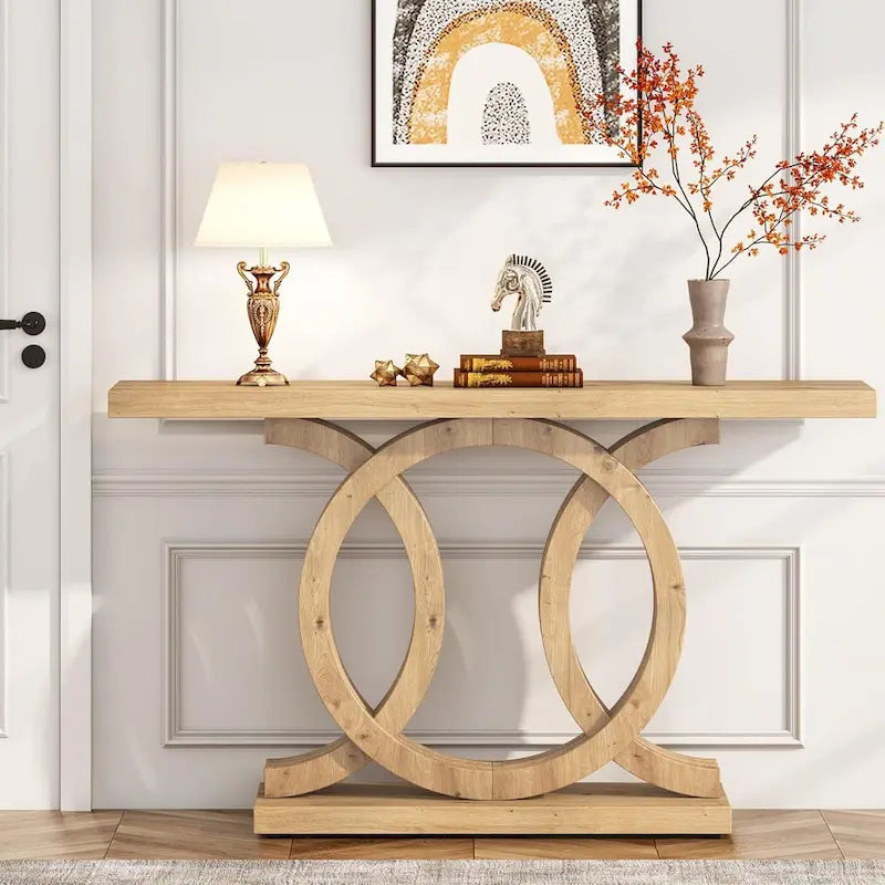 55 inches Farmhouse Console Table with Geometric Base