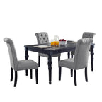 Roundhill Furniture Leviton Urban Style Wood Dark Wash Turned-Leg Dining Set: Table and 4 Chairs