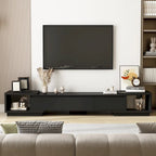 Modern Style Extendable TV Stand with 3Drawer White/Black 65.4 -106.3 