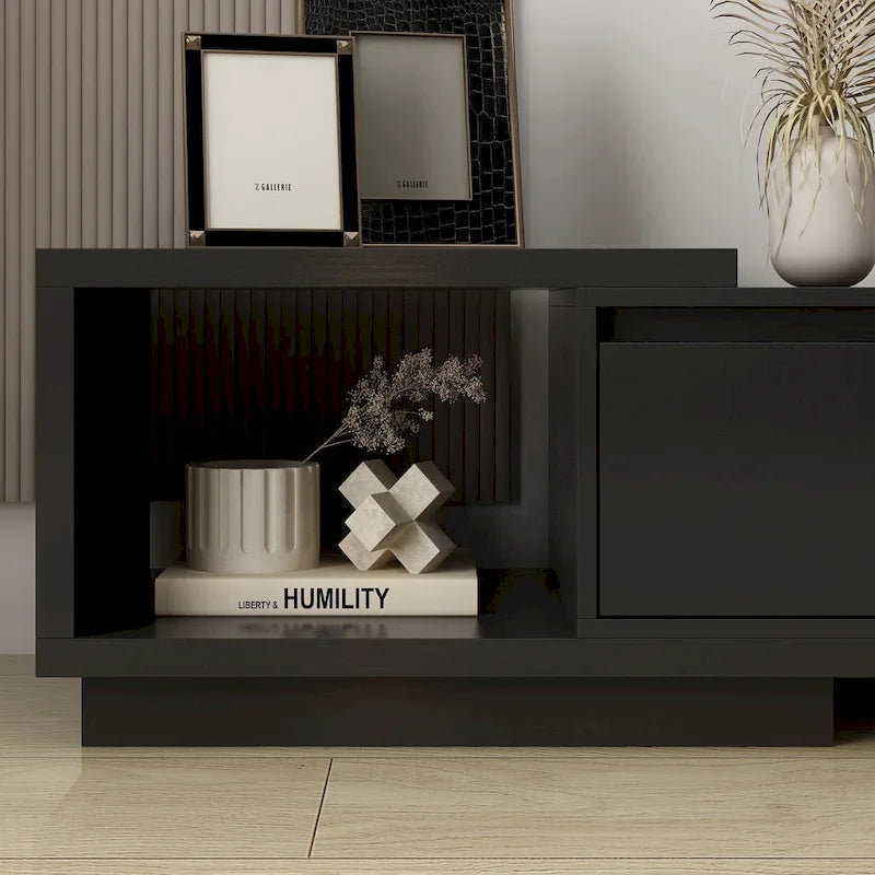 Modern Style Extendable TV Stand with 3Drawer White/Black 65.4 -106.3