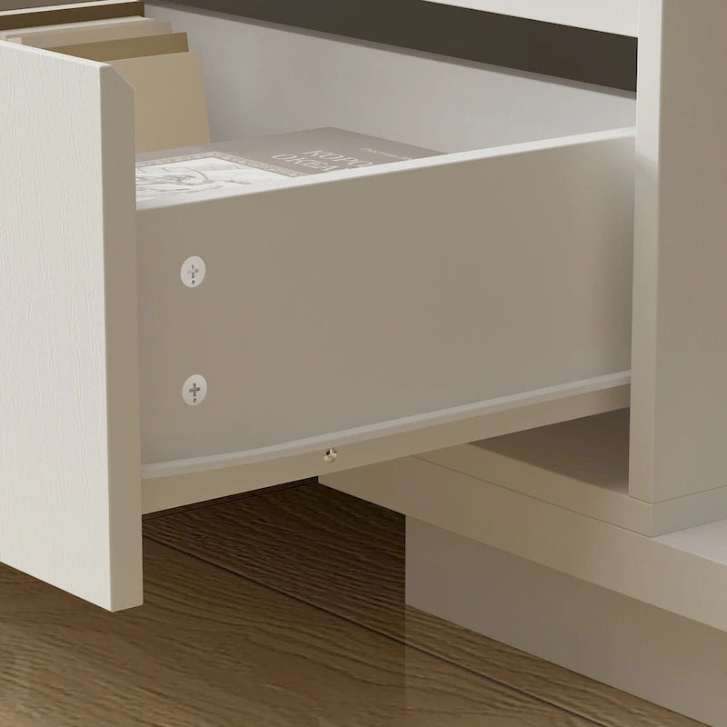 Modern Style Extendable TV Stand with 3Drawer White/Black 65.4 -106.3