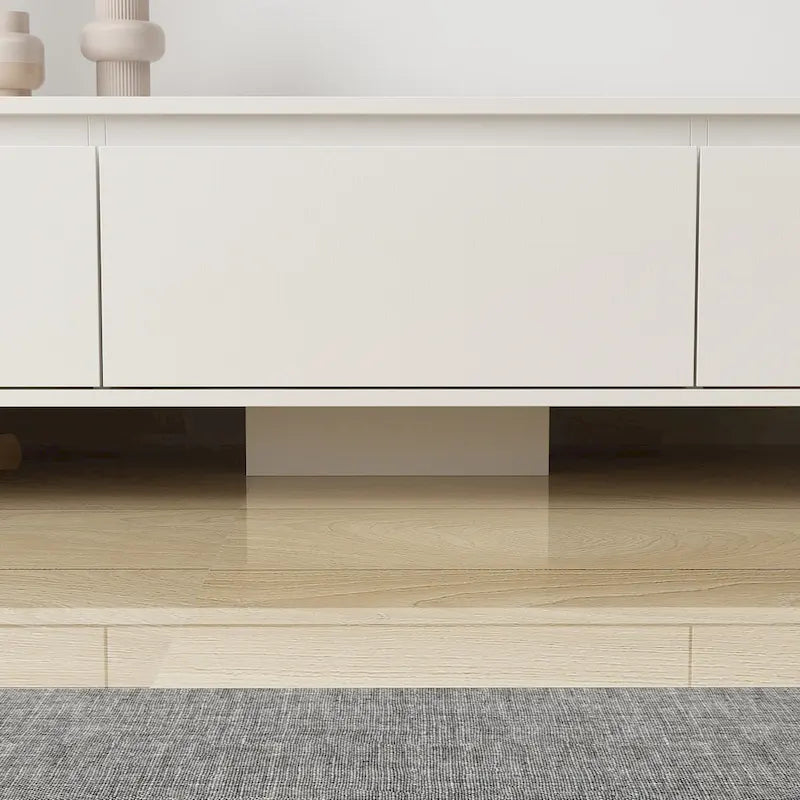 Modern Style Extendable TV Stand with 3Drawer White/Black 65.4 -106.3