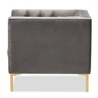 Glam Velvet and Gold Finished Lounge Chair