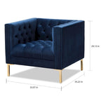 Glam Velvet and Gold Finished Lounge Chair