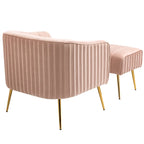 Modern Velvet Barrel Arm Accent Chair with Ottoman