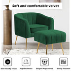 Modern Velvet Barrel Arm Accent Chair with Ottoman